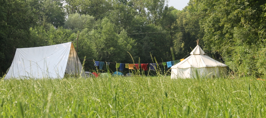 Campplatz mit hoher Wiese